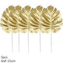 5/10pcs Artificial Gold Green Turtle Leaf Scattered Tail Leaf Fake Silk Plant For Wedding Birthday Party Home Decor Palm Leaves