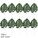 5/10pcs Artificial Gold Green Turtle Leaf Scattered Tail Leaf Fake Silk Plant For Wedding Birthday Party Home Decor Palm Leaves