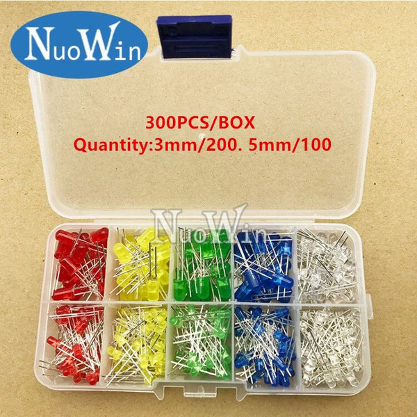 Light Emitting Diodes 5 Colors Electronic Components 3mm / 5mm Assorted Color DIY LED Light Emitting Diodes Set Box