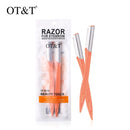 OT&T 2pcs Eyebrow Shaver Eyebrow Trimmer Shaper Makeup Knife Portable Facial Hair Remover Blade Razor Eyebrow Razor For Women's