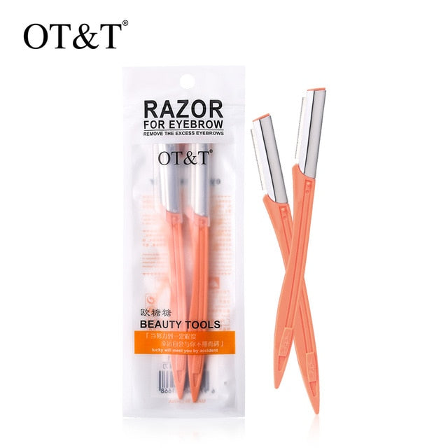 OT&T 2pcs Eyebrow Shaver Eyebrow Trimmer Shaper Makeup Knife Portable Facial Hair Remover Blade Razor Eyebrow Razor For Women's