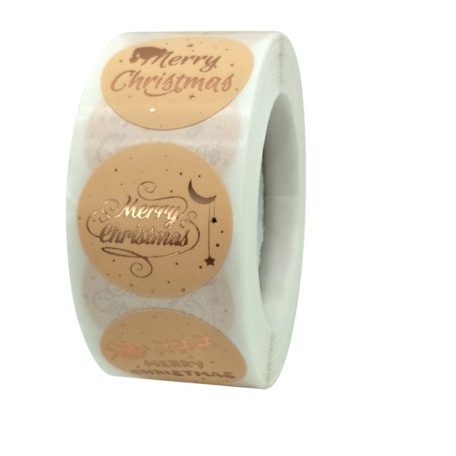 Rose Gold Merry Christmas Stickers Scrapbook 1inch 100-500pcs Sealing Label Stickers For Party DIY Packaging Stationery Stickers