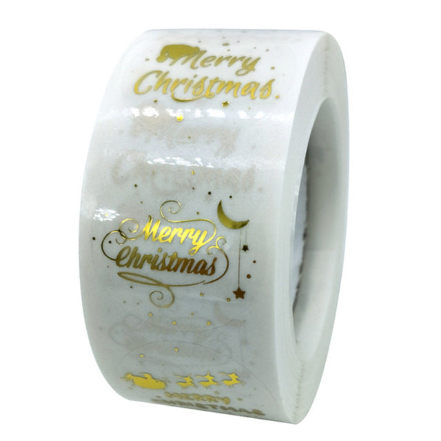 Rose Gold Merry Christmas Stickers Scrapbook 1inch 100-500pcs Sealing Label Stickers For Party DIY Packaging Stationery Stickers