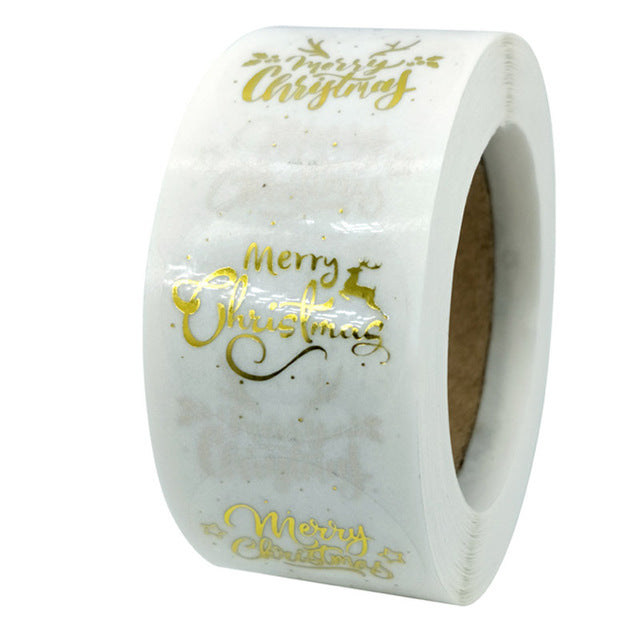 Rose Gold Merry Christmas Stickers Scrapbook 1inch 100-500pcs Sealing Label Stickers For Party DIY Packaging Stationery Stickers
