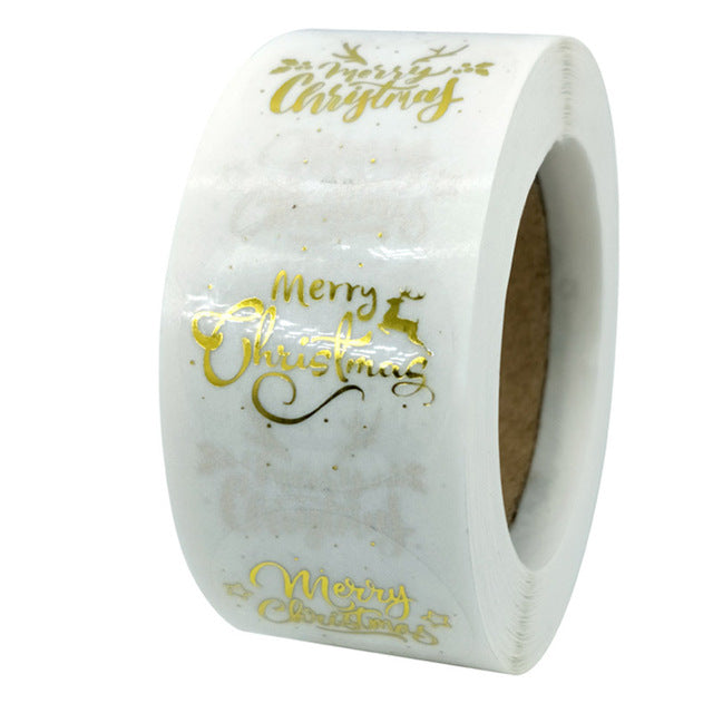 Rose Gold Merry Christmas Stickers Scrapbook 1inch 100-500pcs Sealing Label Stickers For Party DIY Packaging Stationery Stickers
