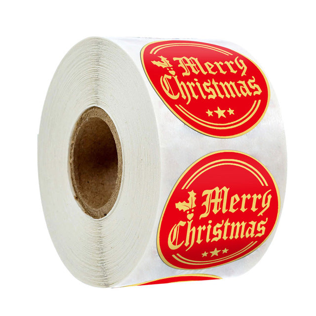 Rose Gold Merry Christmas Stickers Scrapbook 1inch 100-500pcs Sealing Label Stickers For Party DIY Packaging Stationery Stickers