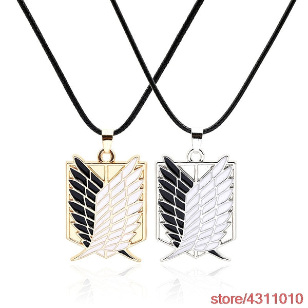 fashion anime attack on titan pendant necklace scoating legion badge Jiyuu no Tsubasa necklace cosplay Eren Jager Mikasa Ackerma