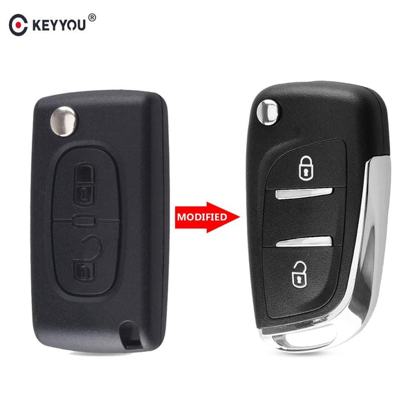 KEYYOU Modified Filp Folding Remote Car Key Shell Case For Peugeot 207 307 407 408 308 For Citroen C4 C2 HU83/VA2 Blade CE0536