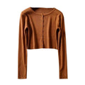 Korean Style O-neck Short Knitted Sweaters Women Thin Cardigan Fashion  Sleeve Sun Protection Crop Top Ropa Mujer