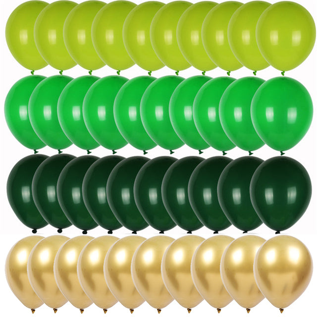40pcs Green Balloons Set Olive Balloon Metallic Confetti Ballon Jungle Safari Animal Birthday Party Decorations kids Air globos