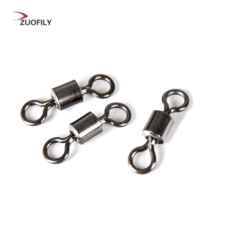 New Hot 50PCS Fishing Barrel Bearing Rolling Swivel Solid Ring LB Lures Connector 11 Sizes