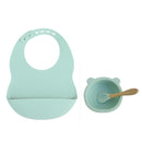 New Colors Feeding set Food Grade Silicone Bibs Baby Plate Non-silp Suction Bowl Kids Tableware Waterproof Bib BPA Free Spoon