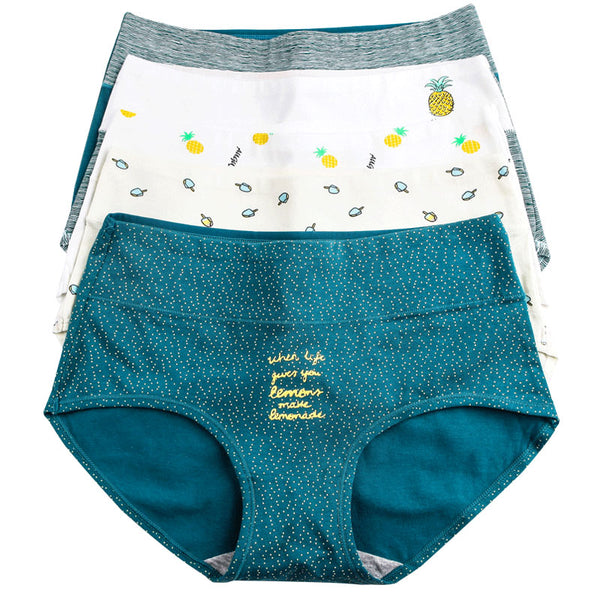 LANGSHA 5Pcs Women Panties Lady Cotton Underwear Girls Breathable Seamless High Waist Briefs Women Cute Sexy Lingerie Intimates