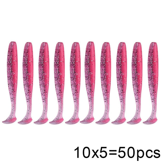 50 Pcs/Lot 7cm 10cm Soft Lure Shad Wobbler Silicone Bait Sea Worm Swimbait Streamer Silicone Lure spinnerbait  accessories