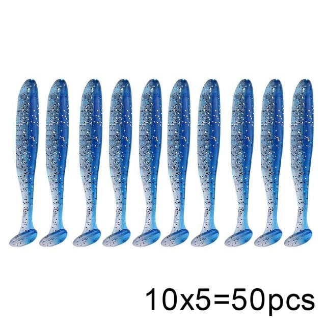 50 Pcs/Lot 7cm 10cm Soft Lure Shad Wobbler Silicone Bait Sea Worm Swimbait Streamer Silicone Lure spinnerbait  accessories