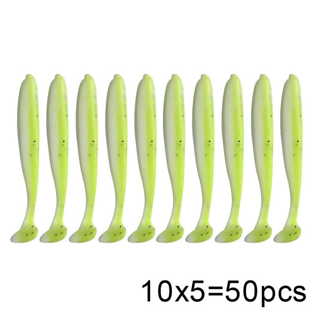 50 Pcs/Lot 7cm 10cm Soft Lure Shad Wobbler Silicone Bait Sea Worm Swimbait Streamer Silicone Lure spinnerbait  accessories