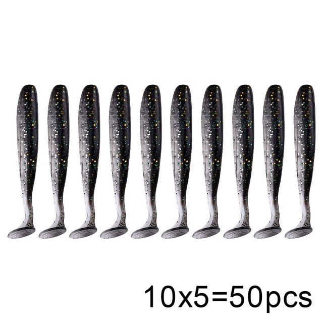 50 Pcs/Lot 7cm 10cm Soft Lure Shad Wobbler Silicone Bait Sea Worm Swimbait Streamer Silicone Lure spinnerbait  accessories