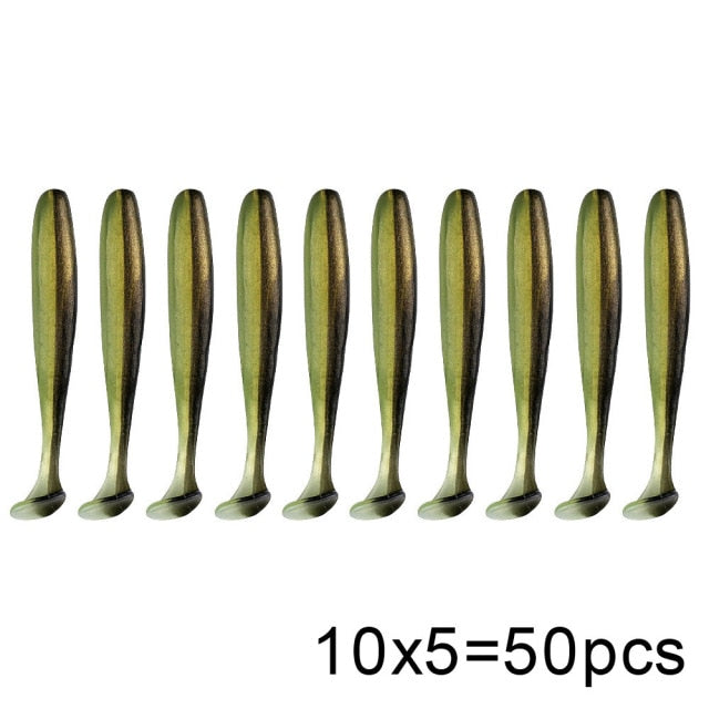 50 Pcs/Lot 7cm 10cm Soft Lure Shad Wobbler Silicone Bait Sea Worm Swimbait Streamer Silicone Lure spinnerbait  accessories