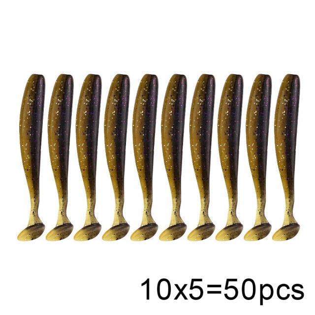 50 Pcs/Lot 7cm 10cm Soft Lure Shad Wobbler Silicone Bait Sea Worm Swimbait Streamer Silicone Lure spinnerbait  accessories