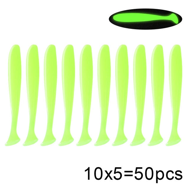 50 Pcs/Lot 7cm 10cm Soft Lure Shad Wobbler Silicone Bait Sea Worm Swimbait Streamer Silicone Lure spinnerbait  accessories