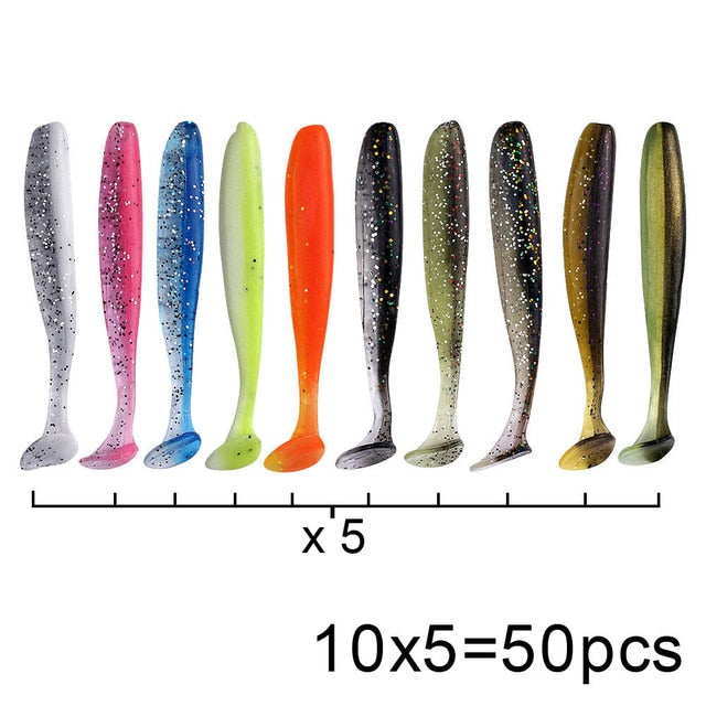 50 Pcs/Lot 7cm 10cm Soft Lure Shad Wobbler Silicone Bait Sea Worm Swimbait Streamer Silicone Lure spinnerbait  accessories