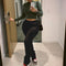 BOOFEENAA Street Style Gray Sweatpants for Women Drawstring Casual Extra Long Stacked Pants Winter Thick Warm Trousers C85-CD57