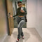 BOOFEENAA Street Style Gray Sweatpants for Women Drawstring Casual Extra Long Stacked Pants Winter Thick Warm Trousers C85-CD57
