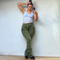 BOOFEENAA Street Style Gray Sweatpants for Women Drawstring Casual Extra Long Stacked Pants Winter Thick Warm Trousers C85-CD57