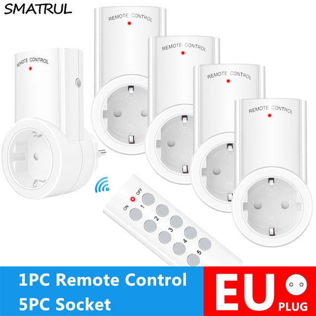 SMATRUL Wireless Remote Control Smart Socket EU UK French Plug Wall 433mhz Programmable Electrical Outlet Switch 220v 230v LED