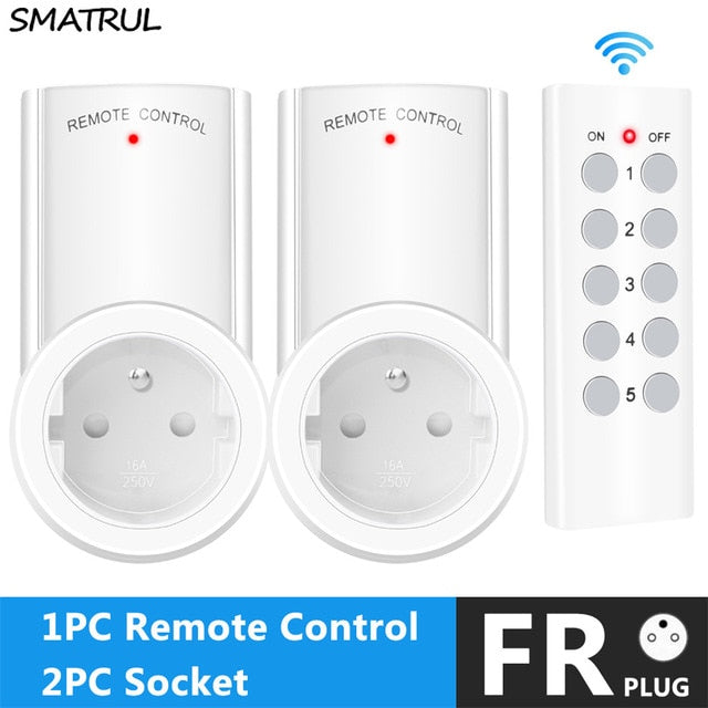 SMATRUL Wireless Remote Control Smart Socket EU UK French Plug Wall 433mhz Programmable Electrical Outlet Switch 220v 230v LED