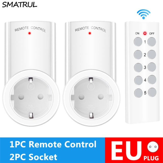 SMATRUL Wireless Remote Control Smart Socket EU UK French Plug Wall 433mhz Programmable Electrical Outlet Switch 220v 230v LED