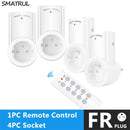 SMATRUL Wireless Remote Control Smart Socket EU UK French Plug Wall 433mhz Programmable Electrical Outlet Switch 220v 230v LED