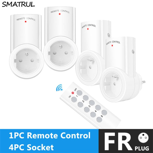 SMATRUL Wireless Remote Control Smart Socket EU UK French Plug Wall 433mhz Programmable Electrical Outlet Switch 220v 230v LED