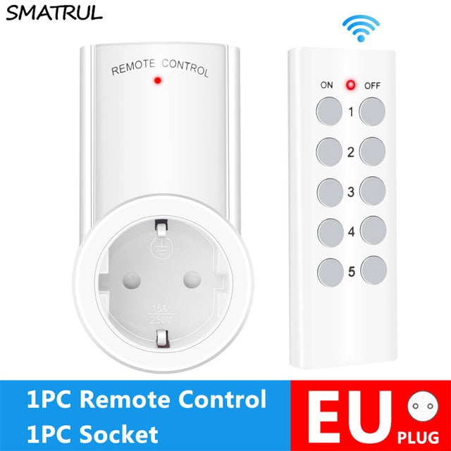 SMATRUL Wireless Remote Control Smart Socket EU UK French Plug Wall 433mhz Programmable Electrical Outlet Switch 220v 230v LED