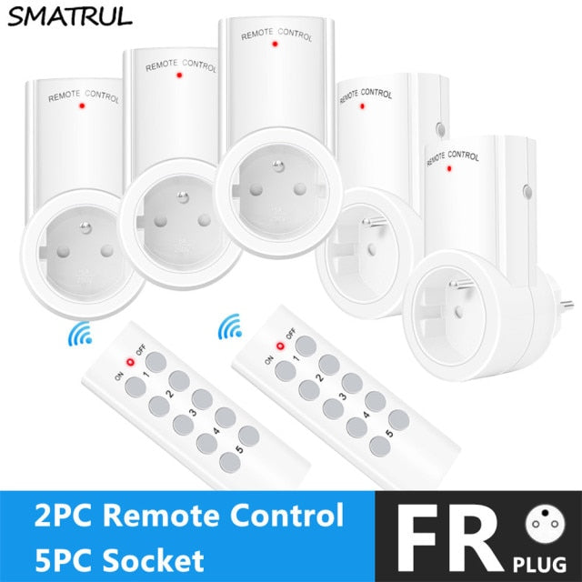 SMATRUL Wireless Remote Control Smart Socket EU UK French Plug Wall 433mhz Programmable Electrical Outlet Switch 220v 230v LED