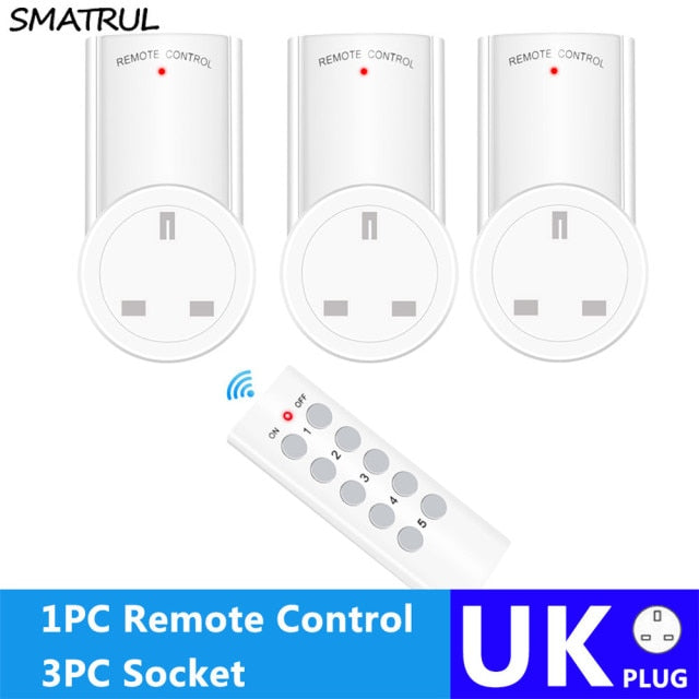 SMATRUL Wireless Remote Control Smart Socket EU UK French Plug Wall 433mhz Programmable Electrical Outlet Switch 220v 230v LED