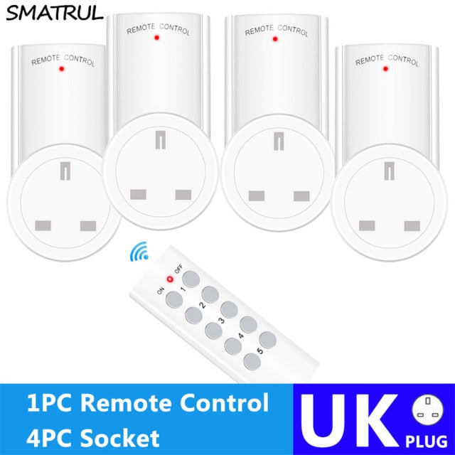 SMATRUL Wireless Remote Control Smart Socket EU UK French Plug Wall 433mhz Programmable Electrical Outlet Switch 220v 230v LED