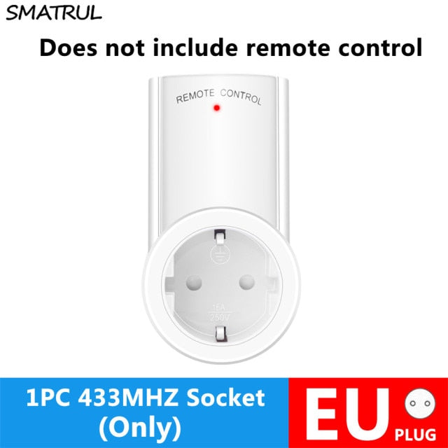 SMATRUL Wireless Remote Control Smart Socket EU UK French Plug Wall 433mhz Programmable Electrical Outlet Switch 220v 230v LED