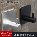 1PC Self Adhesive Hook Home Kitchen Wall Door Hooks Key Hangers Rack Stainless Steel Towel Hanger for Bathroon Kitchen Toilet