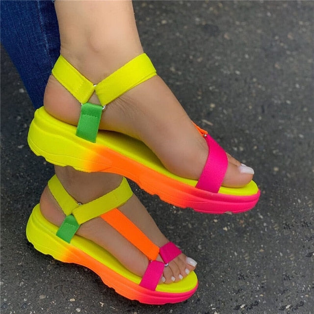 Big Size 43 Multi Colors Casual Shoes Woman Flat Dropship Comfortable Sandals Female Light Sandalias De Mujer