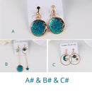 Korea Style Asymmetrical Fresh Enamel Blue Star Moon Planet  Circle Clip on Earrings Non Pierced For Girl Women Party Gift