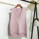 sweater autumn and winter new Korean loose wild sweater vest sleevele V neck knitted vest women&