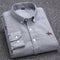 100% Cotton Oxford Shirt Men's Long Sleeve Embroidered Horse Casual Without Pocket Solid Yellow Dress Shirt Men Plus Size 5XL6XL