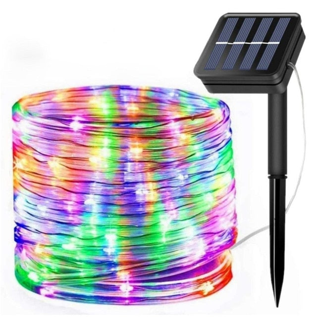 50/100 LEDs Solar Powered Rope Tube String Lights Outdoor Waterproof Fairy Lights Garden Garland For Christmas Yard Decoration