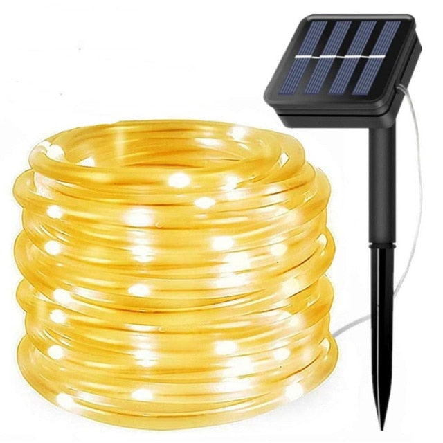 50/100 LEDs Solar Powered Rope Tube String Lights Outdoor Waterproof Fairy Lights Garden Garland For Christmas Yard Decoration