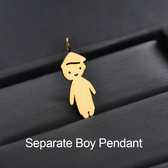 Stainless Steel Boy Girl Kids Pendant Personalized Necklace Women Child Engraved Name Date Beads Necklaces Family Jewelry Gift