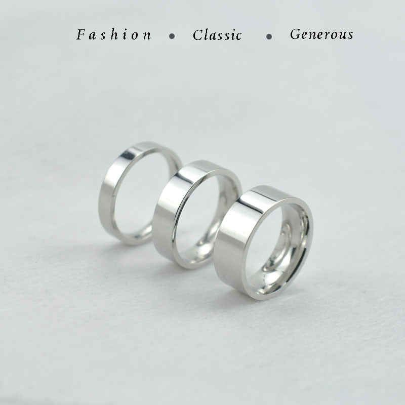 4mm 6mm 8mm Wide Stainless Steel Rings High Polished 2020 New Fashion Classic And Generous For Men's And Women's Ring Jewelry Gi