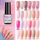 LILYCUTE 7ML Semi-transparent Nail Gel Rose Gold Nude Color Glitter Gel Soak Off UV Led Nail Gel Polish Nail Art Varnishes