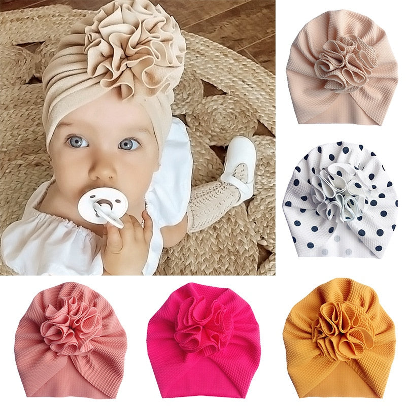 Cute Flower Baby Hat Toddler Turban Infant Head wraps Kids Bonnet Newborn Toddler Beanie Cap for  0-18m