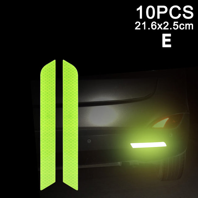 10pcs Car Door Sticker Decal Warning Mark Tape Reflective Sticker Reflective Strip OPEN High Sign Safety Light Reflector Strip